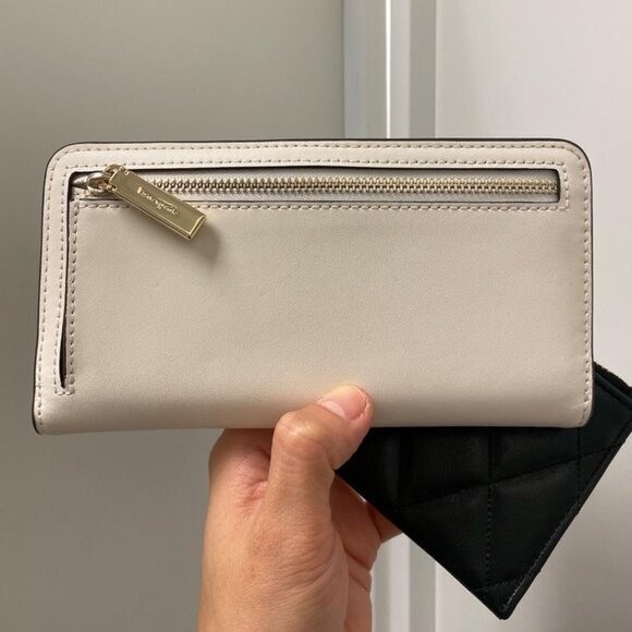 Kate Spade Coffee Break Slim Bifold Wallet + Small Smooth Quilted Card Holder - Picture 3 of 10